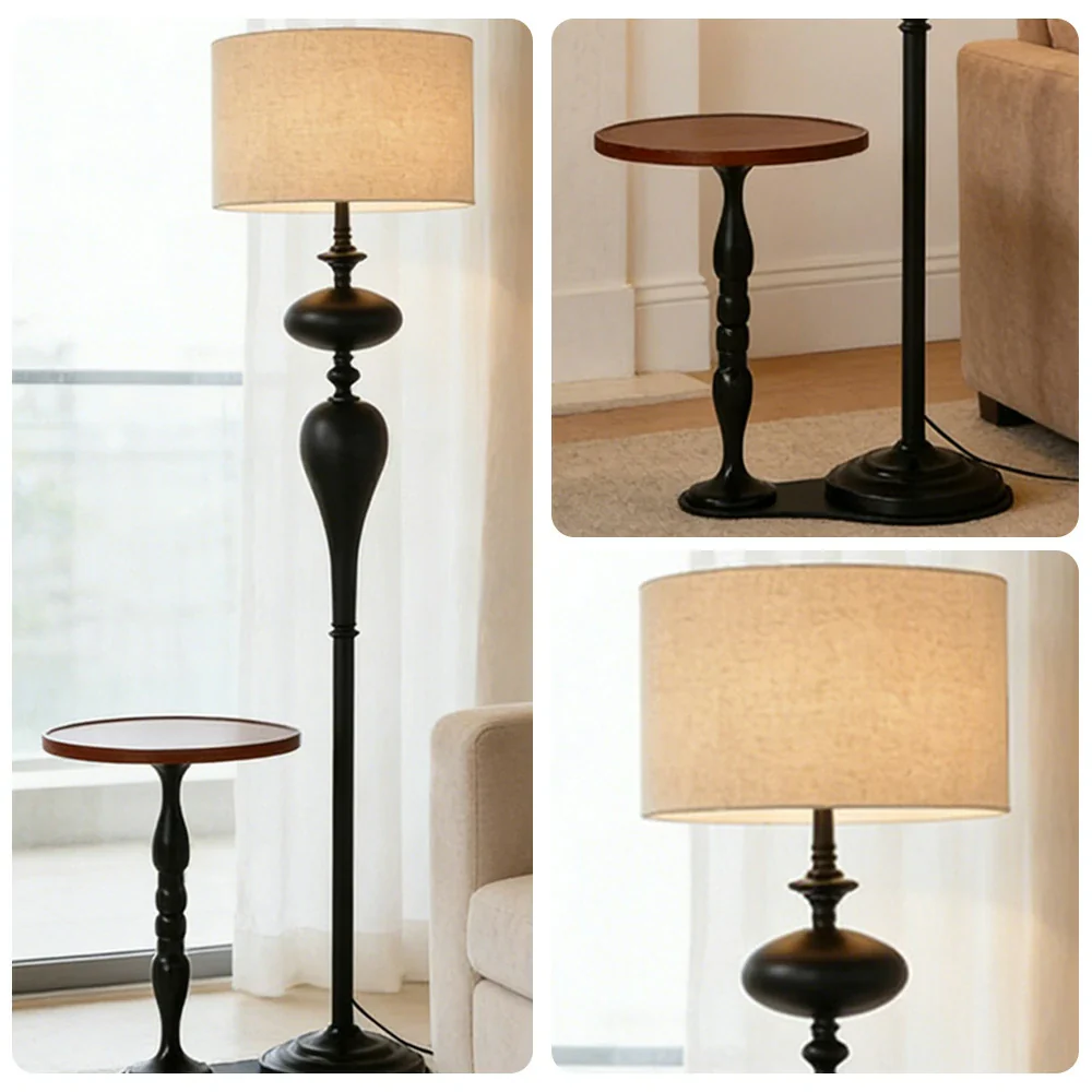 LIVARA Modern Floor Lamp Soft Ambient Light Beech Wood Top Handwoven Fabric Shade Elegant Style - Image 3
