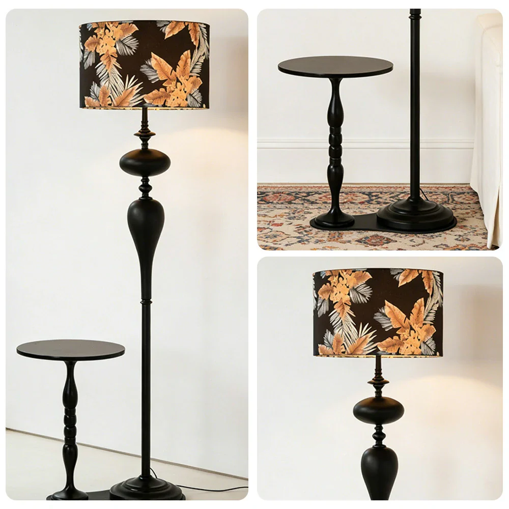 LIVARA Floor Lamp Three-Mode Lighting Beech Wood Tabletop Handwoven Fabric Shade Space-Saving Design - Image 3