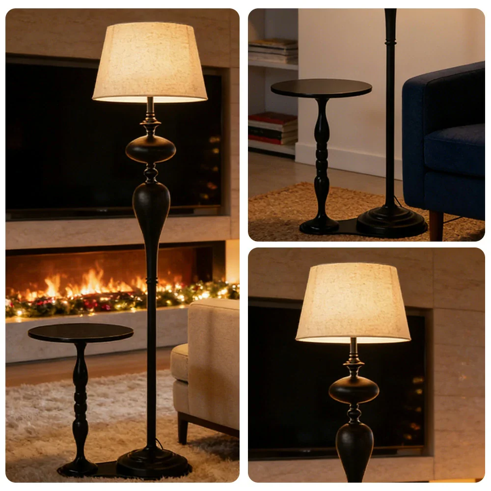 LIVARA Floor Lamp Soft Ambient Light Beech Wood Top Handwoven Fabric Shade Modern Home Style - Image 3