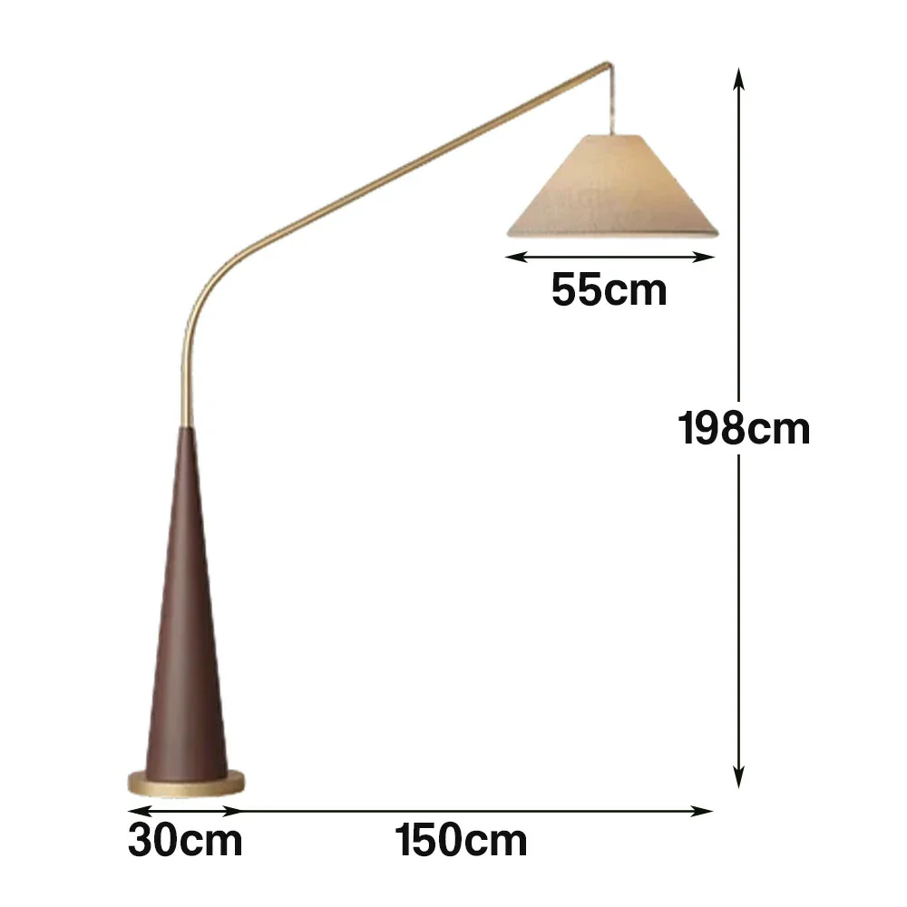 LIVARA Floor Lamp Soft Eye-Care Lighting Linen Fabric Shade Iron Frame Flicker-Free Design - Walnut - Image 5