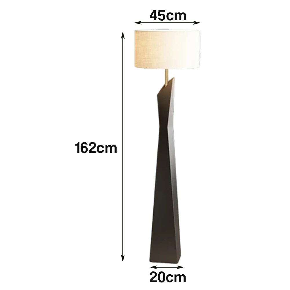 LIVARA Modern Floor Lamp Soft Ambient Light Cylindrical Linen Shade Resin Frame Elegant Style - Black - Image 5