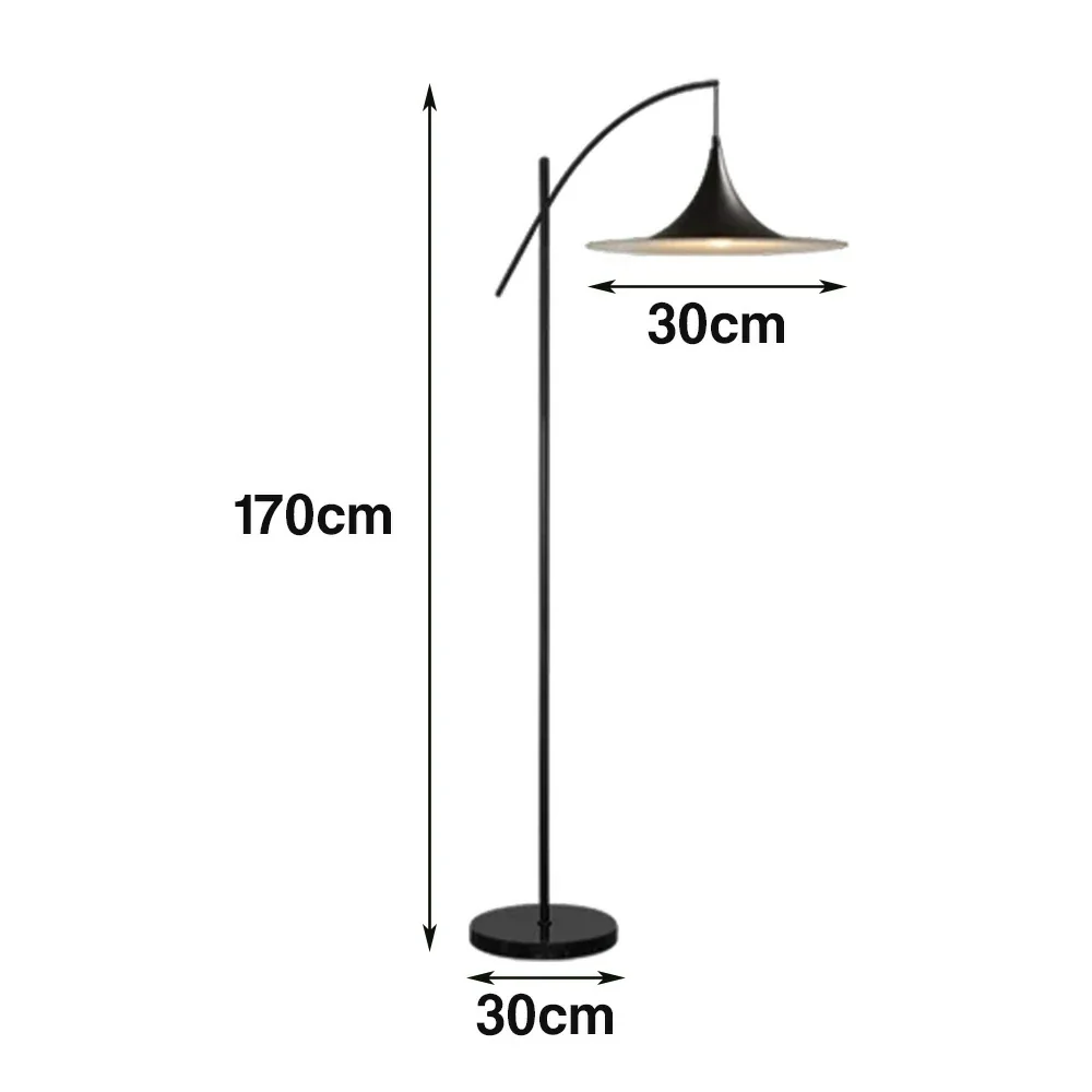 LIVARA Floor Lamp Soft Ambient Lighting UFO-Style Shade Metal & Marble Base Premium Design - Black - Image 5